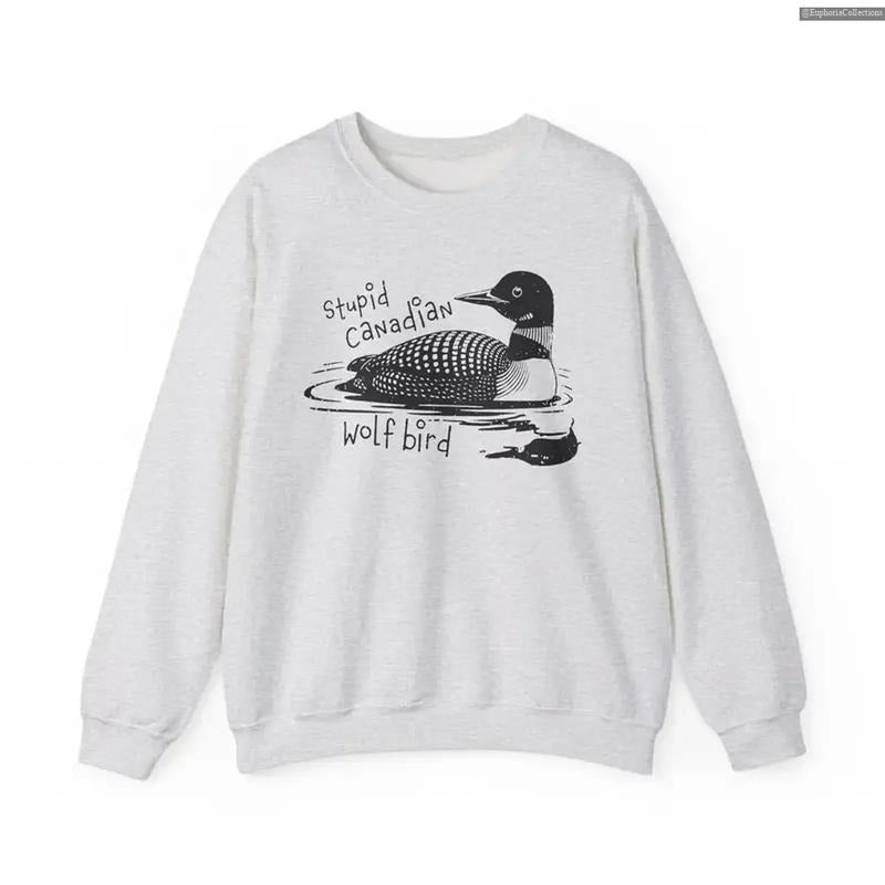 Stupid Canadian Wolf Bird Funny Graphic Sweatshirt, Unisex Cotton T-Shirt for Hockey Fans, Ice Hockey Rivalry Meme Gift ,...