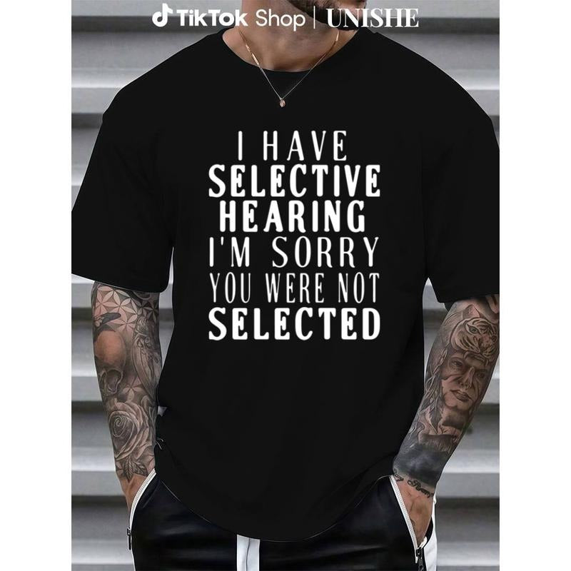 Stylish Black Tee Printed with Playful "I HAVE SELECTIVE HEARING" Quote Hoodie, Sweatshirt | PodTeesHub.com