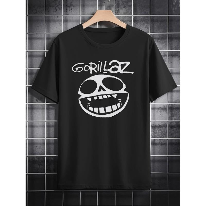Stylish Gorillaz Skull Graphic Polyester T-Shirt For Men