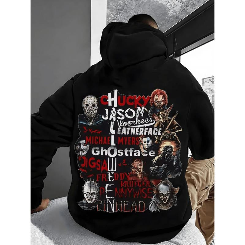 Stylish Horror Themed Cotton Hoodie with Cartoon Print for Cozy Autumn and Winter Wear T-Shirts, Sweatshirt | PodTeesHub.com