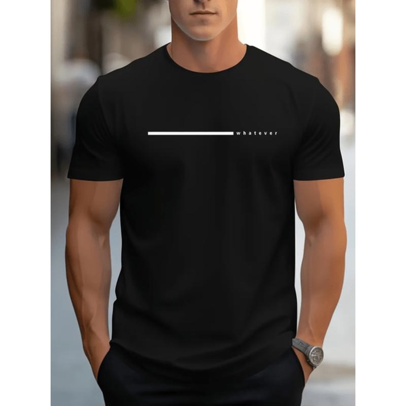 Stylish Mens Crew Neck T Shirt With Unique Print Short Sleeve Polyester Knit Fabric Stretchy Summer Top For Casual...