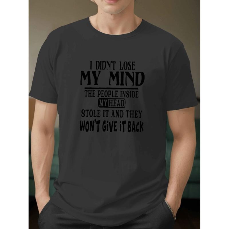 Stylish Plus Size Mens Summer T Shirt With Graphic Print Crew Neck Casual Tee For Big Tall Men Dark Grey Geometric...