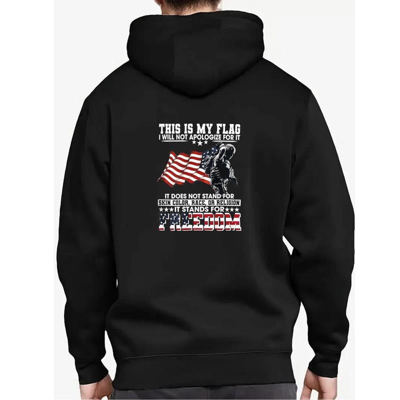 Stylish and Comfortable Hooded Sweatshirt Showcasing a Patriotic American Flag Design Perfect for Military Day...