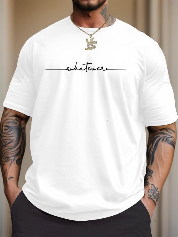 Summer Clothes Men's Letter Print Round Neck Tee, Regular Fit Casual Short Sleeve T-shirt for Summer, Men's Top for Daily...