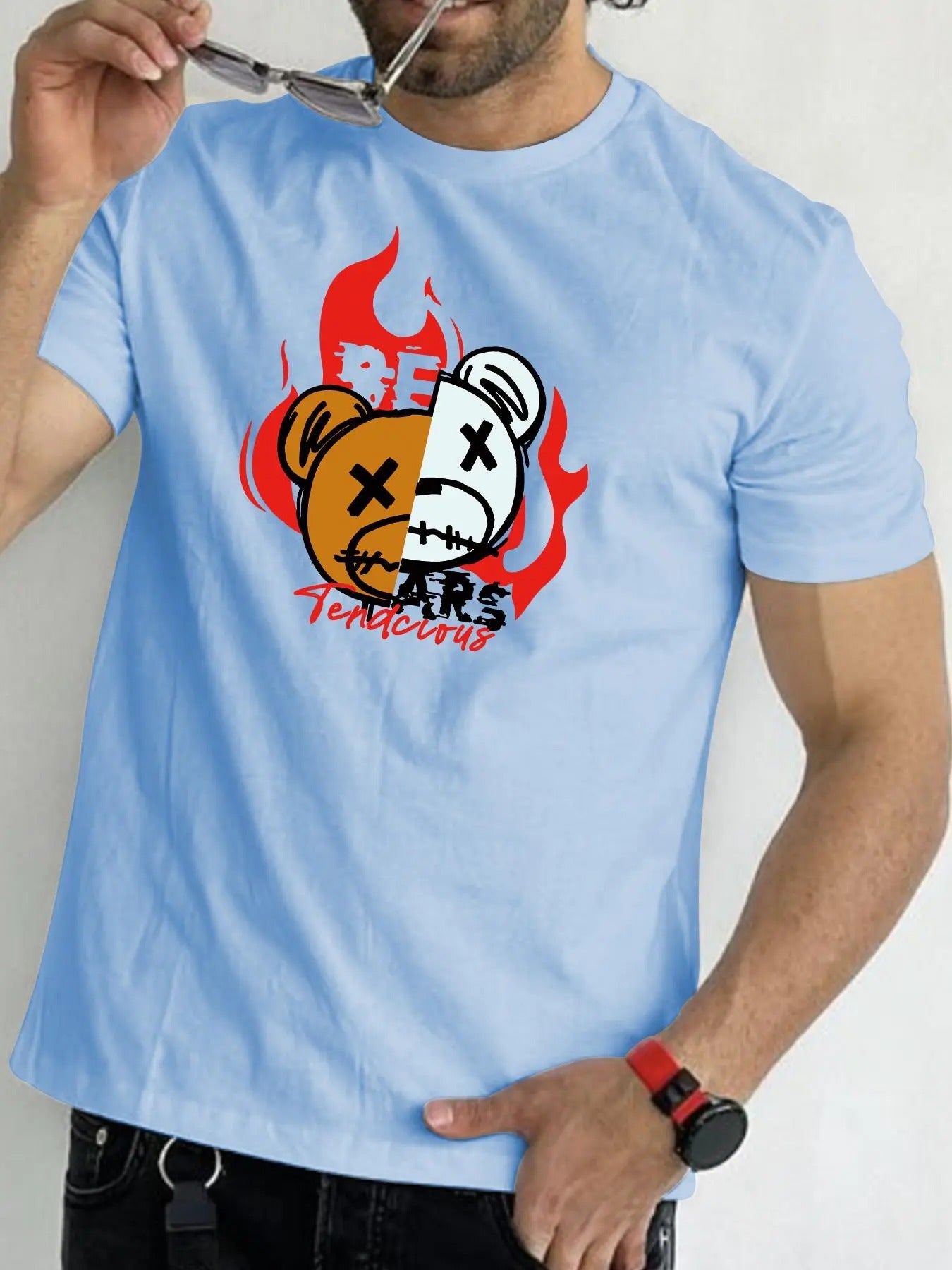 Summer Clothes Men's Slim Cartoon Graphic Round Neck Tee, Fashion Short Sleeve T-Shirt, Casual Printed Top for Summer...