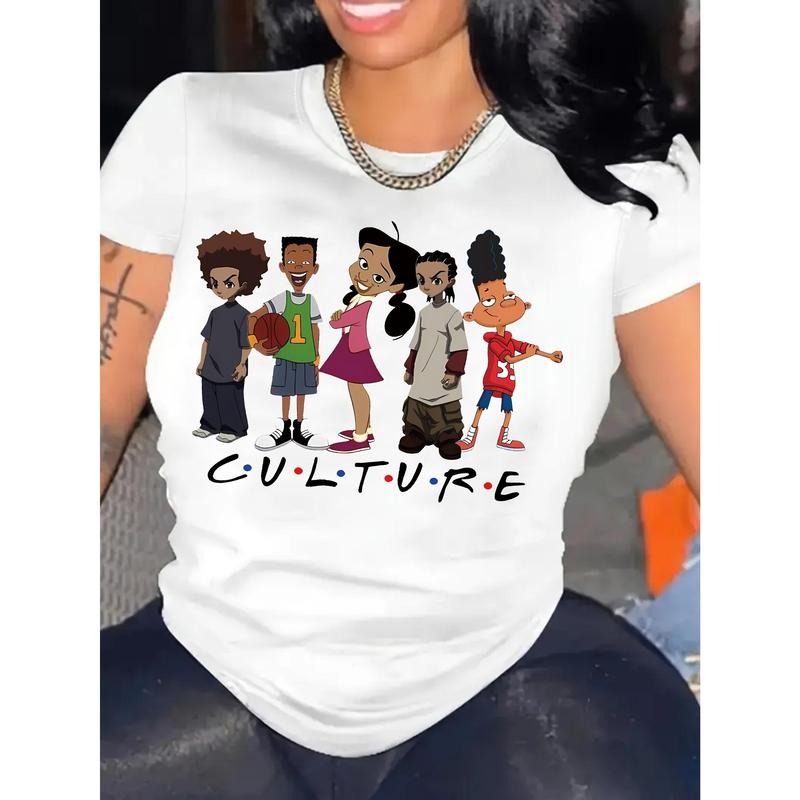 Women's Casual Cartoon Culture Graphic T-Shirt