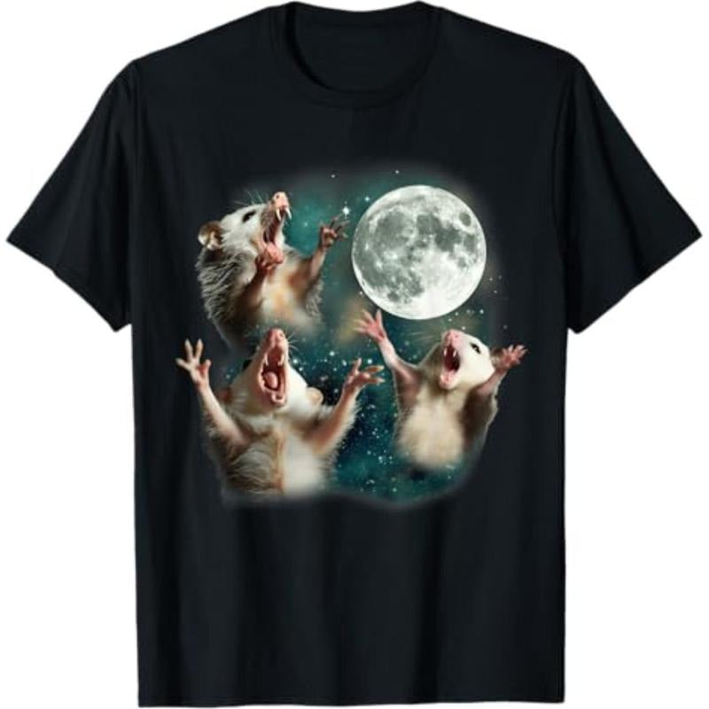 Summer t Shirts Three Possum Moon | 3 Opossum Funny Weird Cursed Meme T-Shirt Hoodie, Sweatshirt | PodTeesHub.com