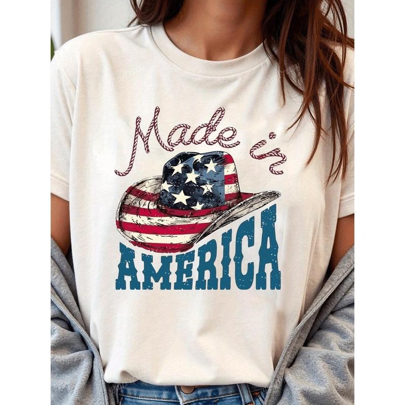 Women's Patriotic American Flag Print T-Shirt