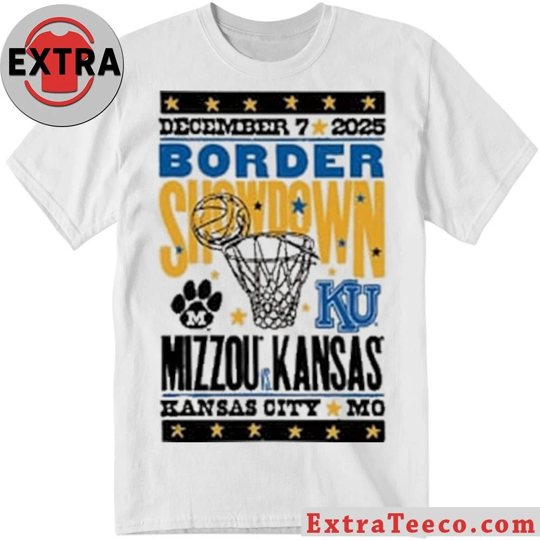 Summit Sportswear Kansas Jayhawks White Basketball 2025 Border Logo T-Shirt