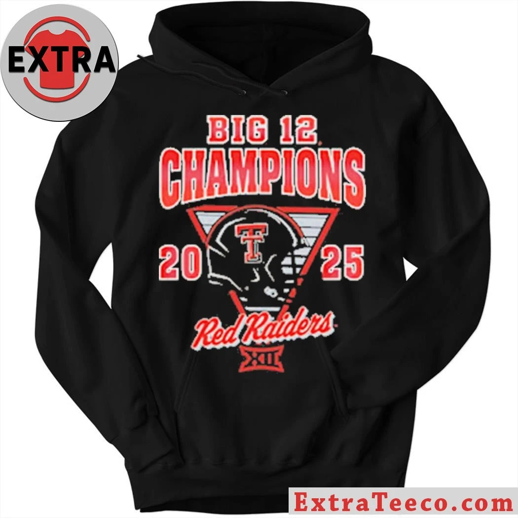 Summit Sportswear Texas Tech Red Raiders Youth Black 2025 Big 12 Football Champions HELMET Shirt