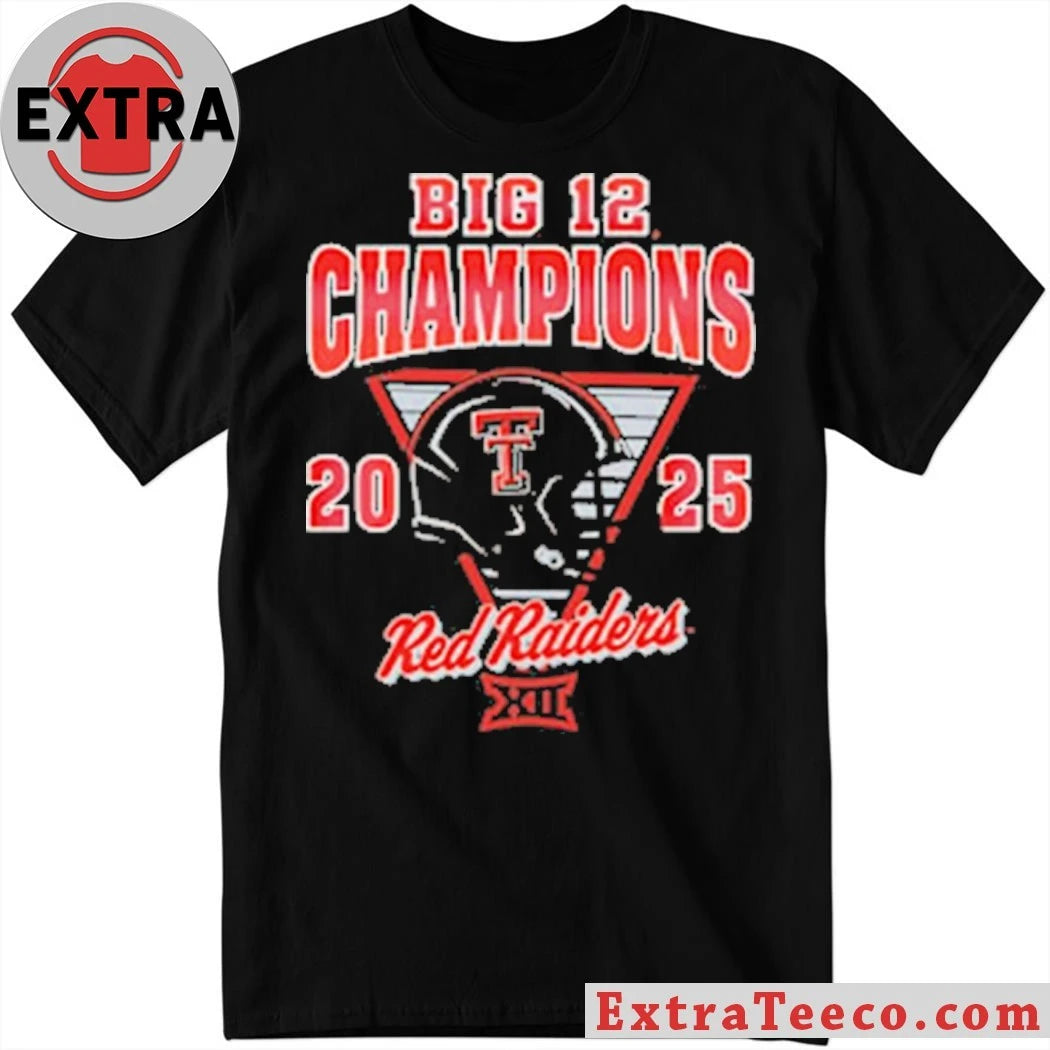 Summit Sportswear Texas Tech Red Raiders Youth Black 2025 Big 12 Football Champions HELMET Shirt