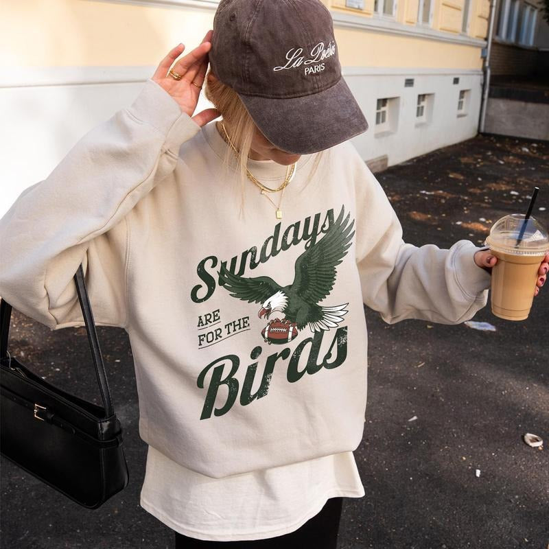 Sundays Are For The Birds Sweatshirt, Game Day Football Pullover, Retro Bird Fan Crewneck, Sunday Sports Sweater, Fall...