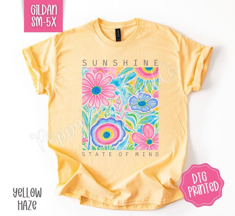 Sunshine State of Mind Gildan Shirt, Cute Summer Floral Tshirt, Trendy Women's Tee, Gift for Her Hoodie, Sweatshirt