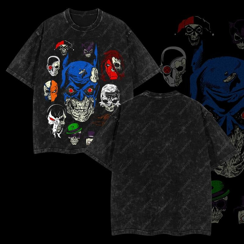 Superstyle The Dark Night Skull Zombie Horror Version Superhero D.C Edition Double Printed Oversize Lightweight Acid...
