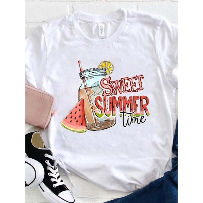 Sweet Summer Time T Shirt, Loose, Women'S Casual Round Neck T-Shirt Hoodie, Sweatshirt | PodTeesHub.com