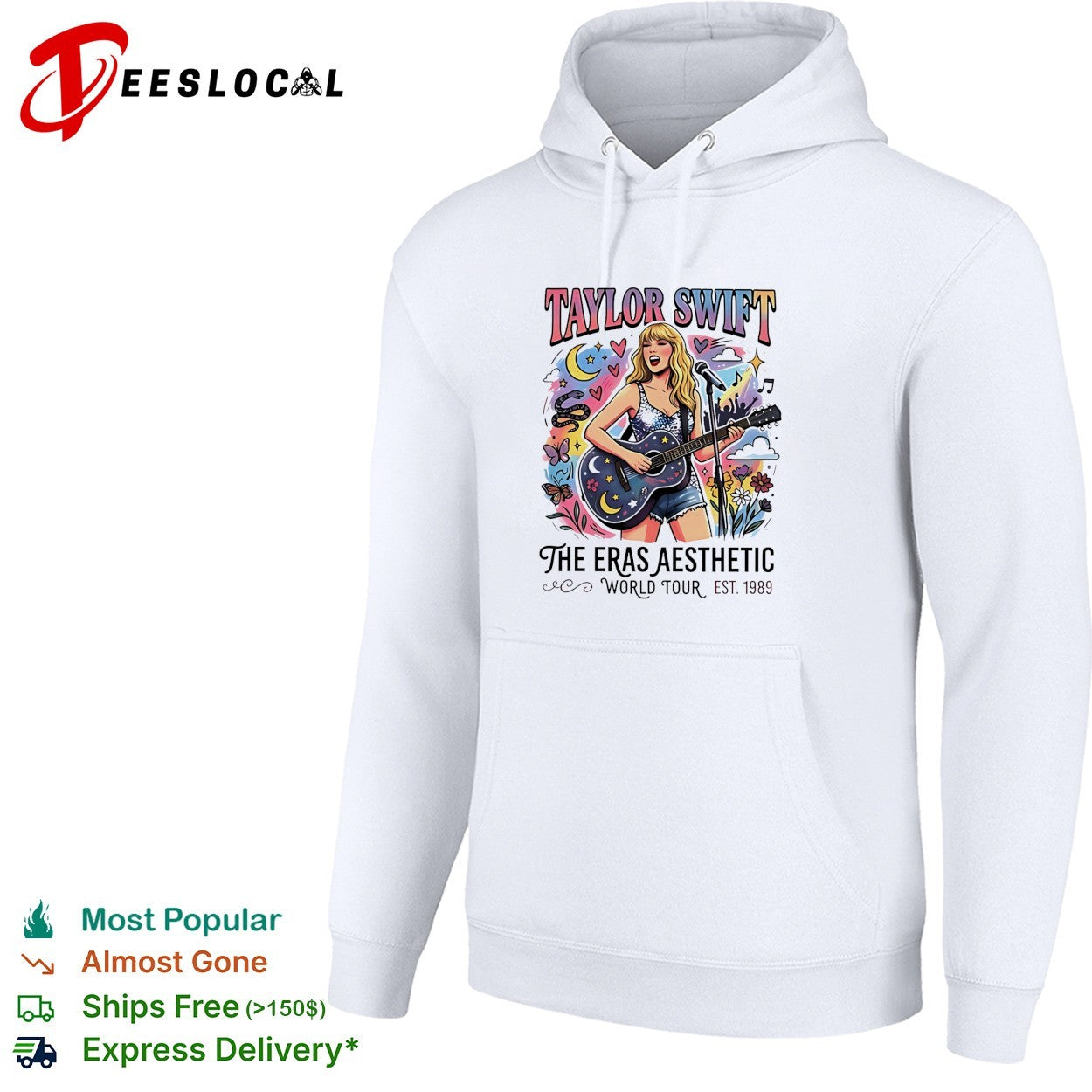 Swift playing guitar the eras aesthetic world tour retro shirt