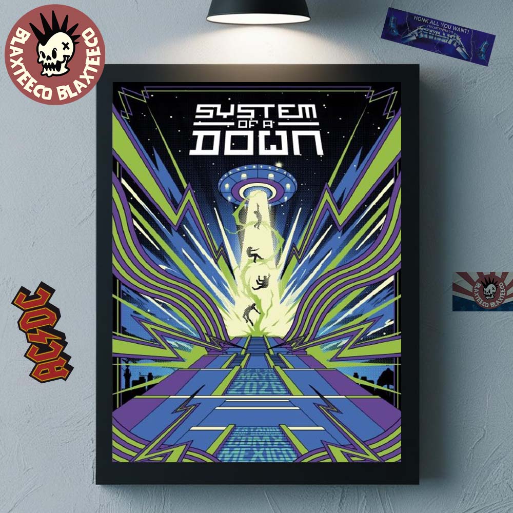 System Of A Down CDMX Mexico 2026 Pop Up Shop Event Poster At Estadio GNP Seguros On 27 And 28 May 2026 UFO Spaceship Poster Canvas