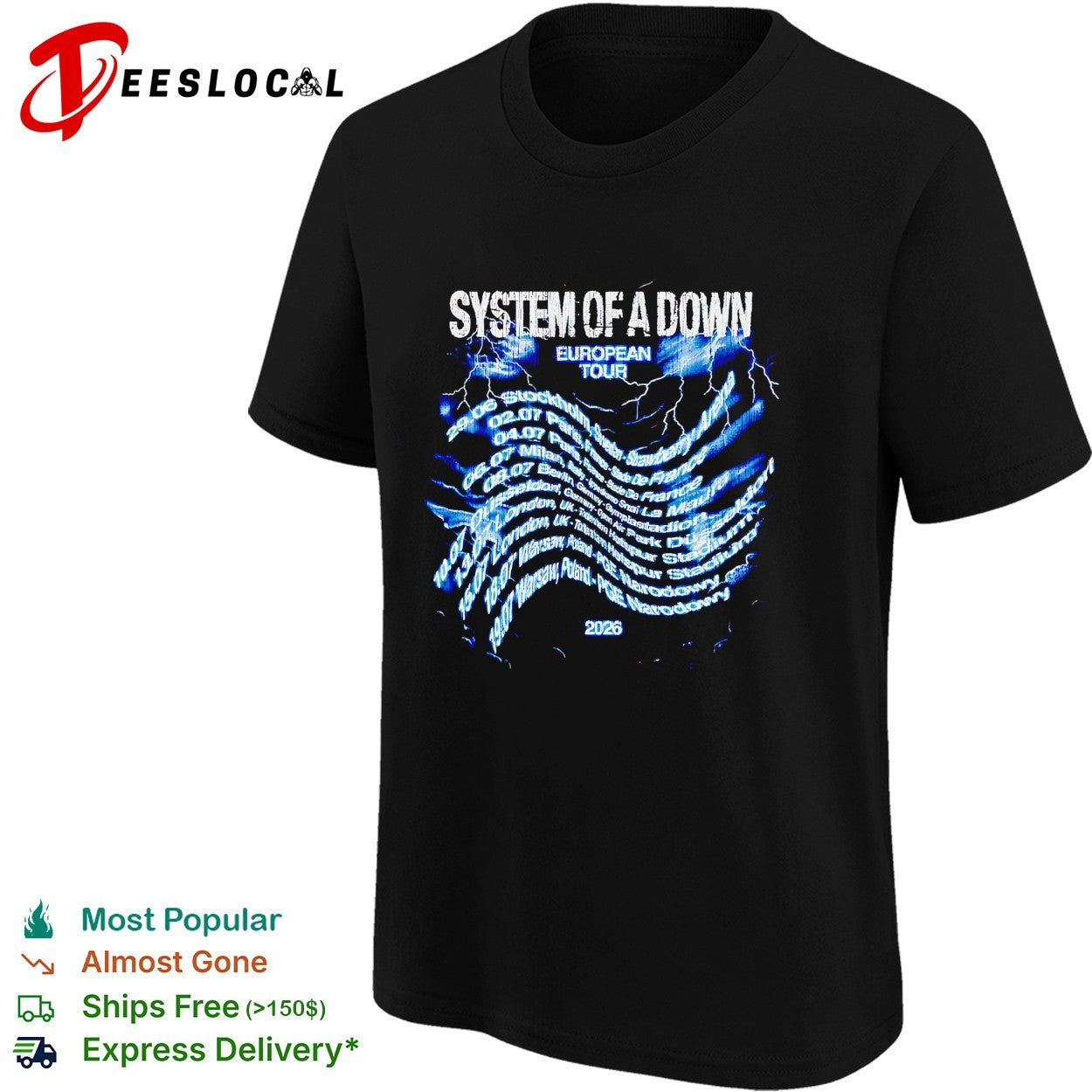 System Of A Down EU And UK The Hand Over Globe With Dates shirt