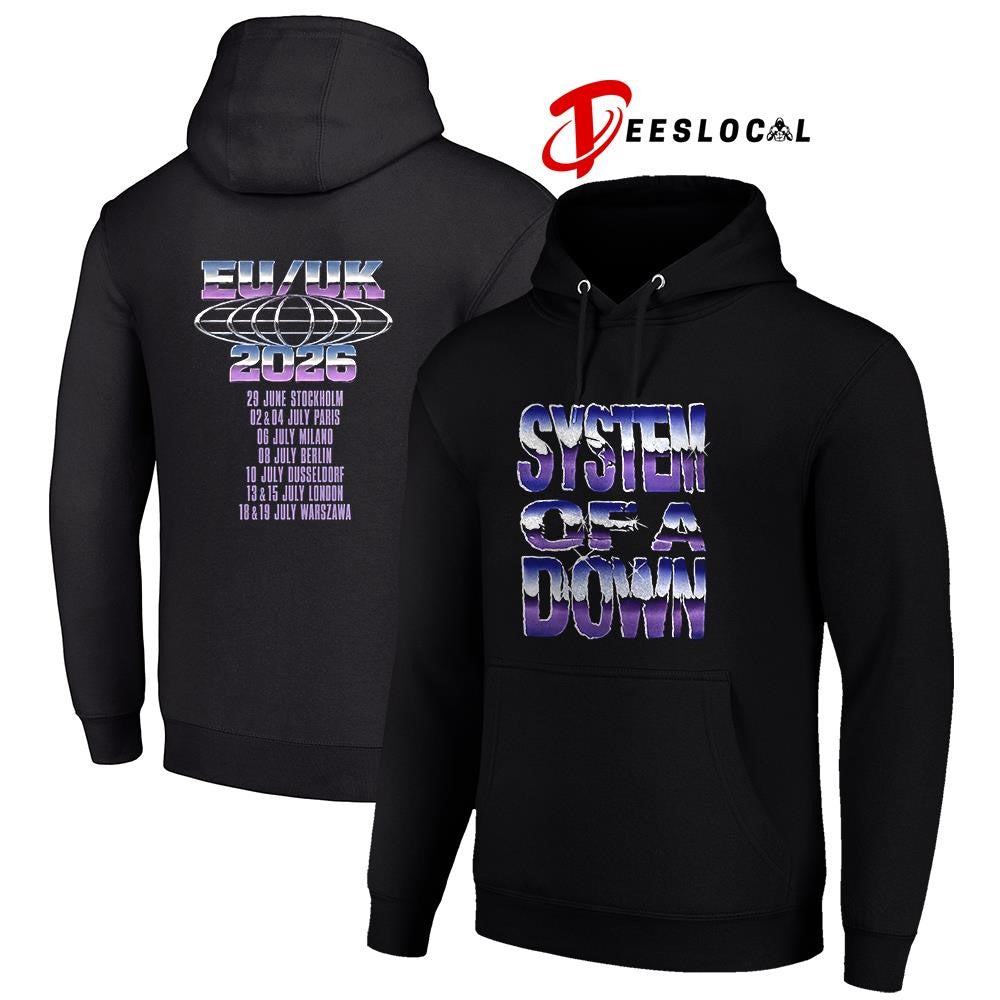 System Of A Down EU and UK tour logo style dates schedule shirt