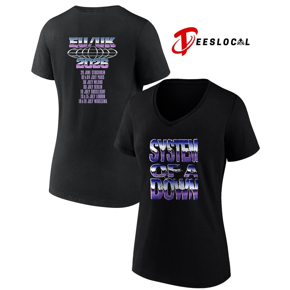 System Of A Down EU and UK tour logo style dates schedule shirt