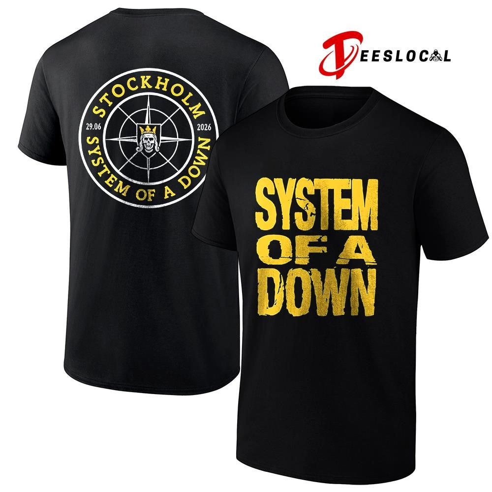 System Of A Down Stockholm Sweden Strawberry Arena logo shirt