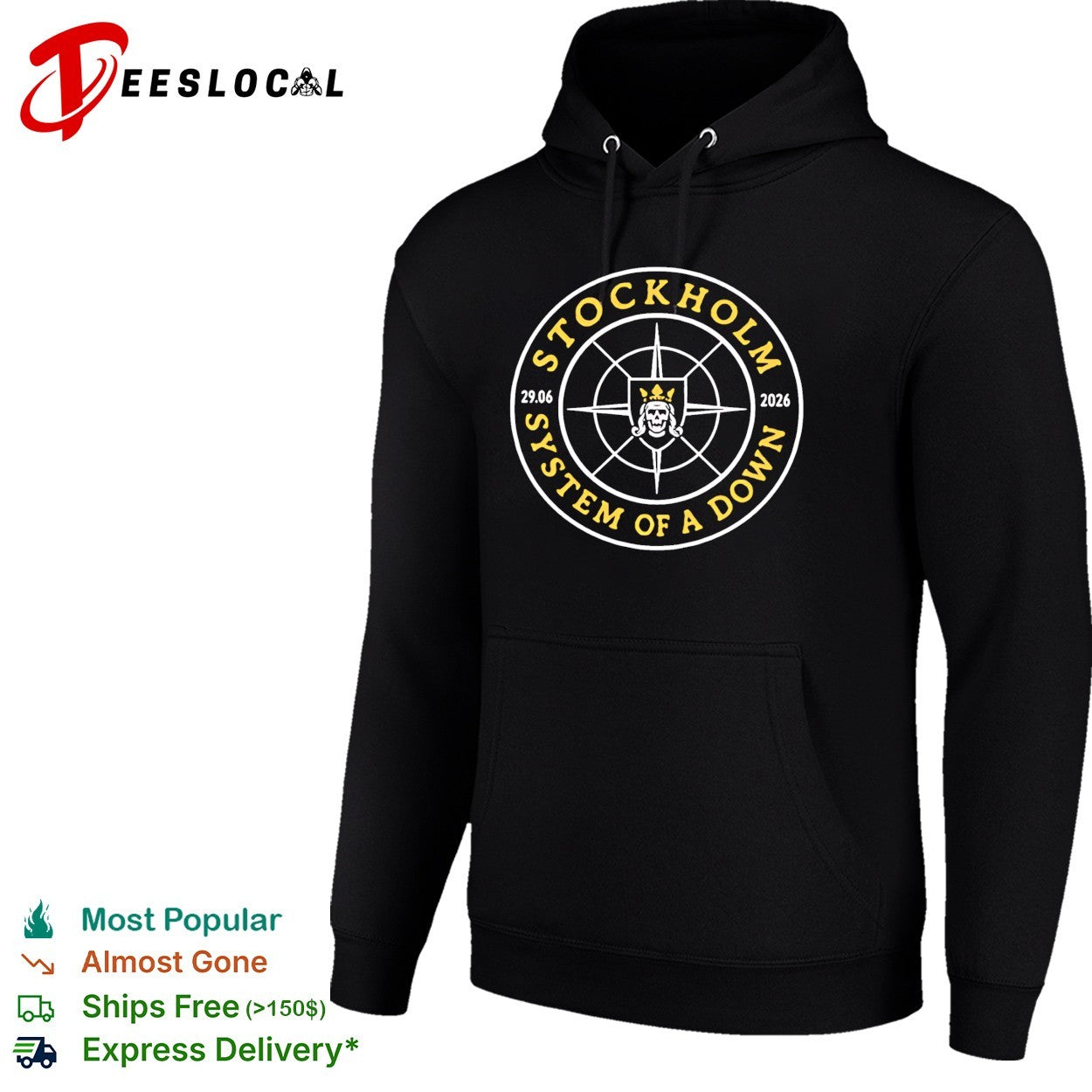 System of a Down Stockholm 2026 tour badge shirt