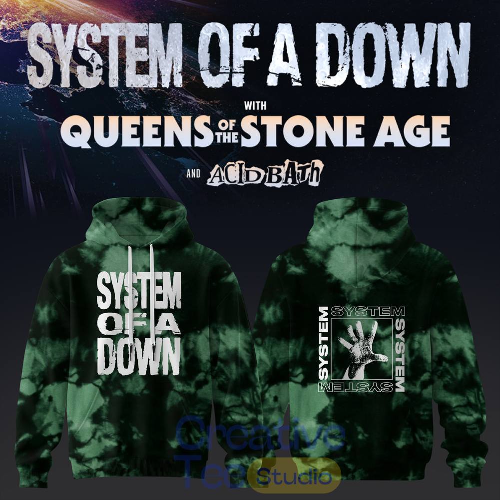 System of a Down UK & EU Tour 2026 Hoodie – Black/Green
