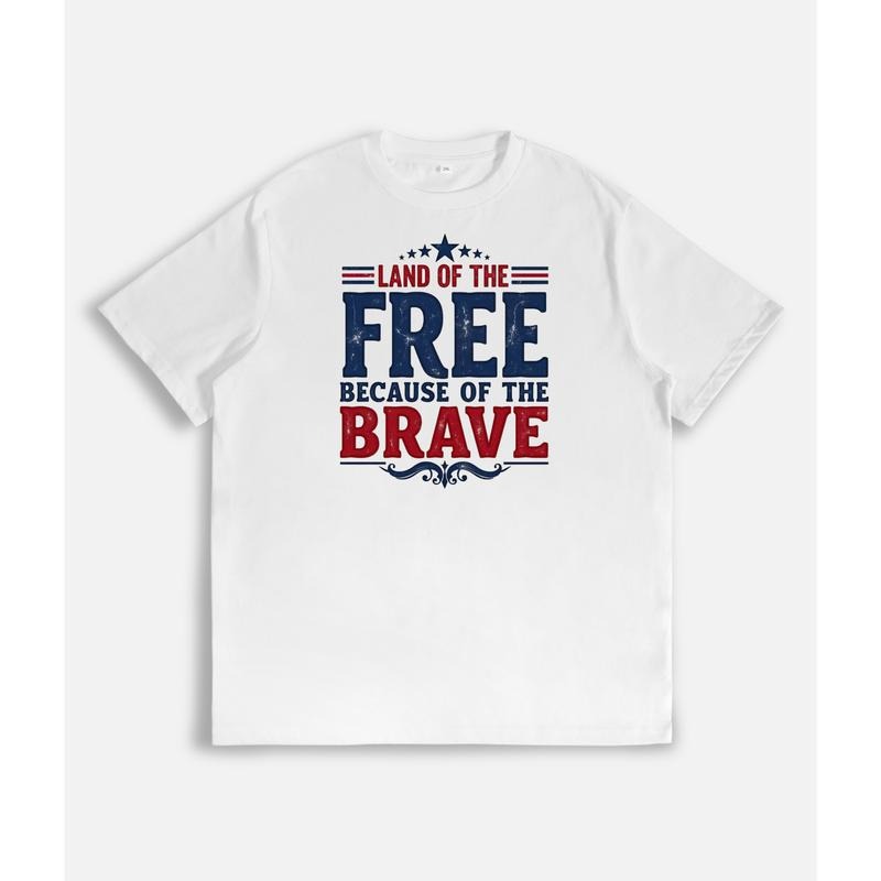 T - Shirt Celebrating Freedom: "Land of the Free Because of the Brave" Motif Hoodie, Sweatshirt | PodTeesHub.com