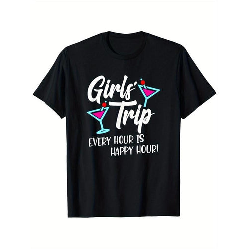 T - Shirt for Girls' Getaways: 'Girls' Trip EVERY HOUR IS HAPPY HOUR!' with Cocktail Graphics for a Festive Vibe Hoodie,...