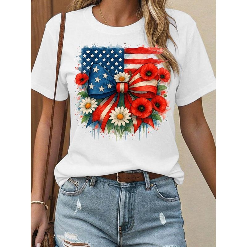 T - Shirt for Patriotic Style: Flaunt a Bow - and - Flower - Themed Graphic Hoodie, Sweatshirt | PodTeesHub.com