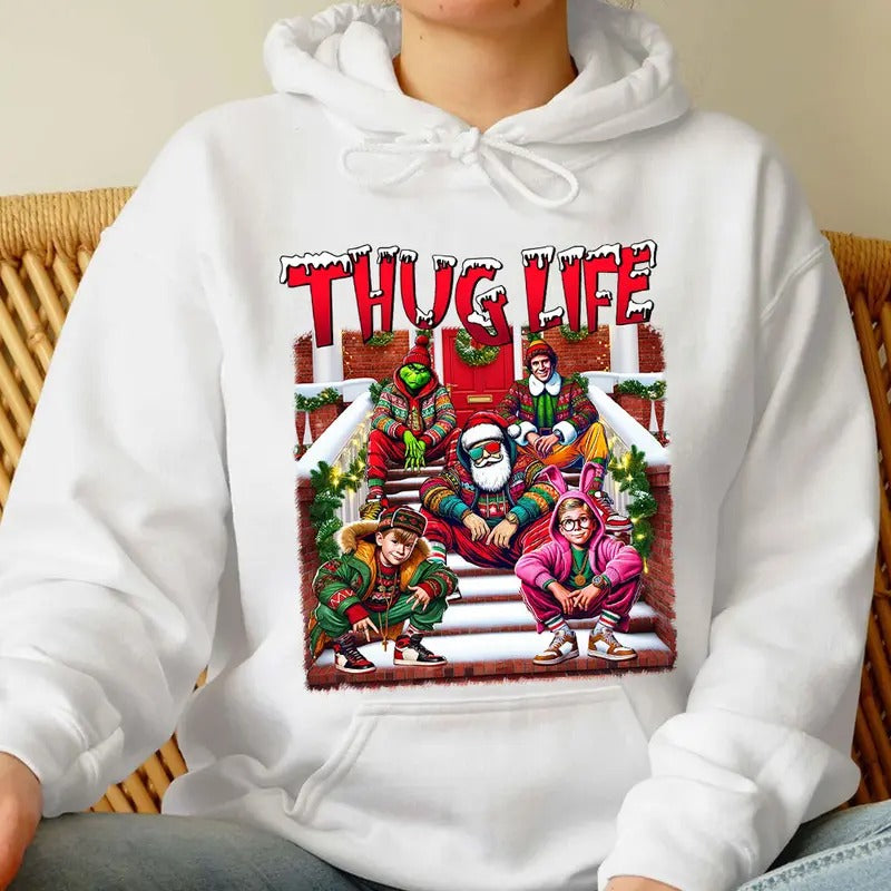 THUGLIFE Christmas Shirt, Christmas Movies Shirt, Xmas Graphic Tee Comfort Cotton style 02 Hoodie, Sweatshirt