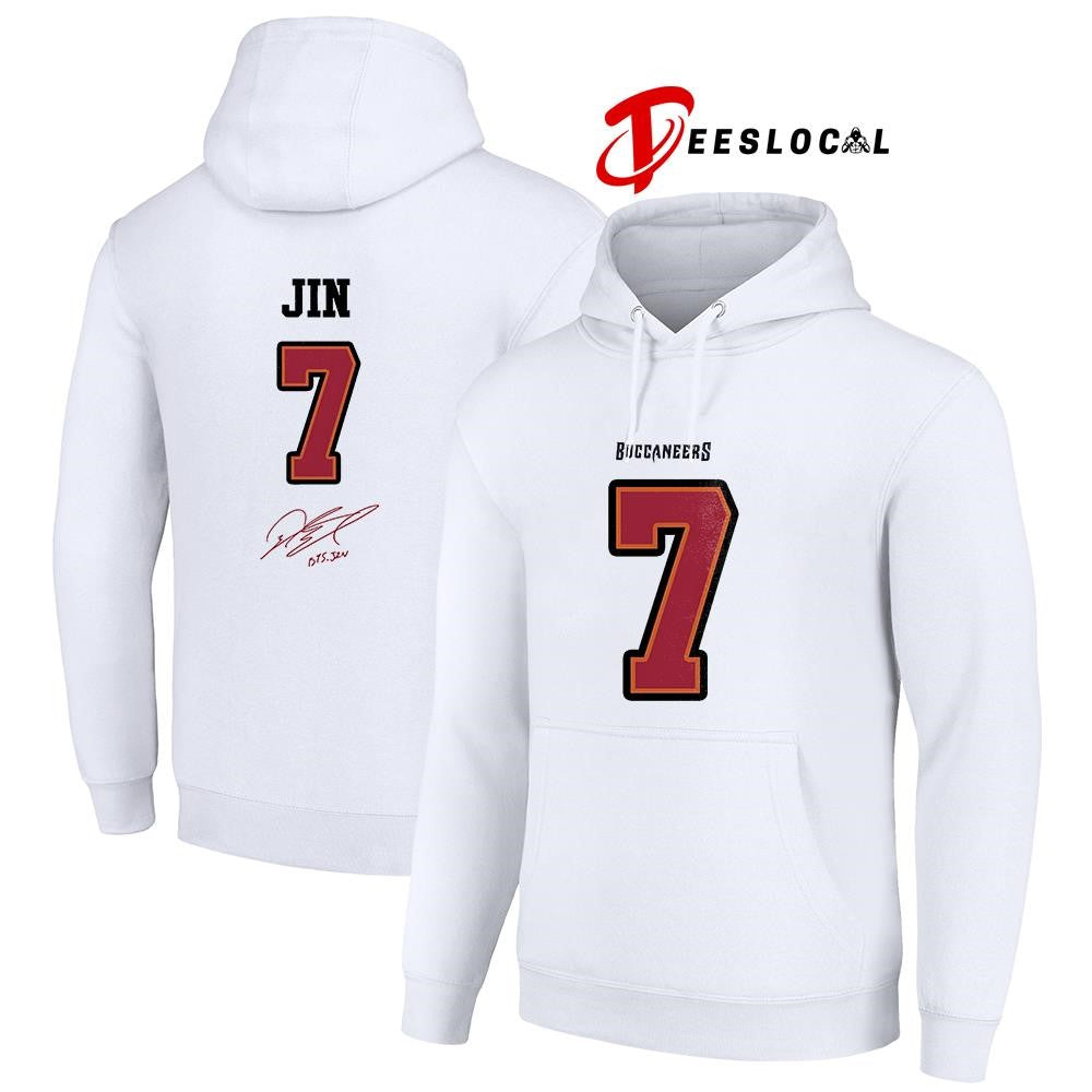 Tampa Bay Buccaneers x BTS Jin 7 name and number signature shirt