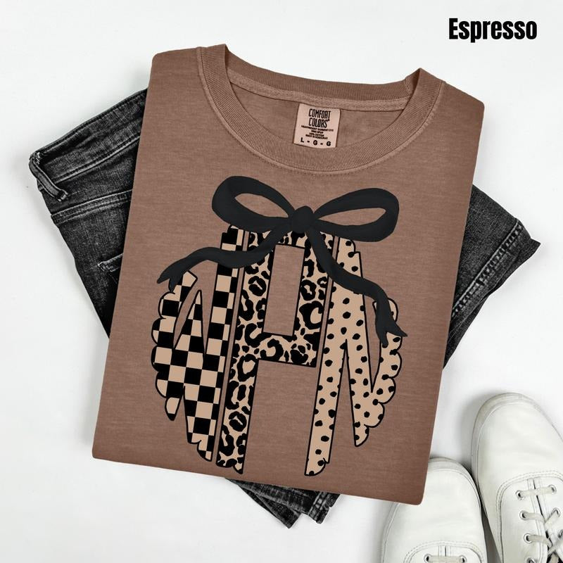 Tan Pattern Blend Monogram Comfort Colors T-Shirt 'NLB' Hoodie, Sweatshirt | PodTeesHub.com