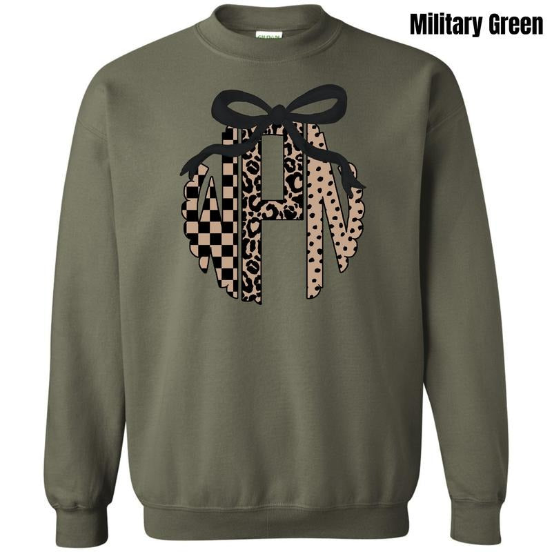Tan Pattern Blend Monogram Sweatshirt 'NLB' T-Shirts, Hoodie | PodTeesHub.com