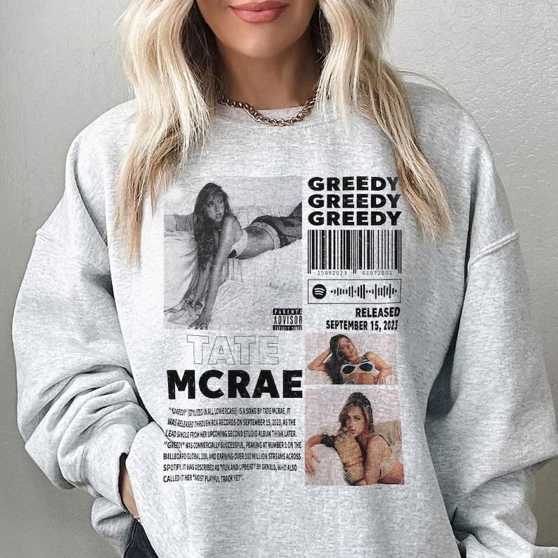 Tate McRae Music Merch Shirt, Tate McRae Greedy Album 90s Tee, Pop Rap Gift Bootleg Inspired Sweatshirt Hoodie