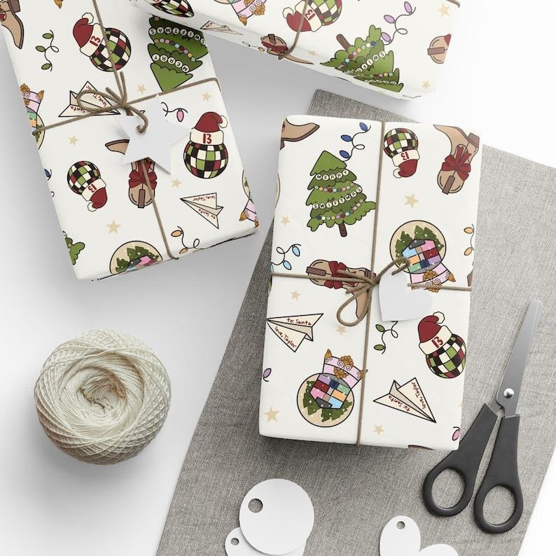 Taylor Christmas Wrapping Paper, Eras Gift Wrap, Love Snow Globe Tree Mirrorball Theme, Taylor Inspired Gift Paper for...
