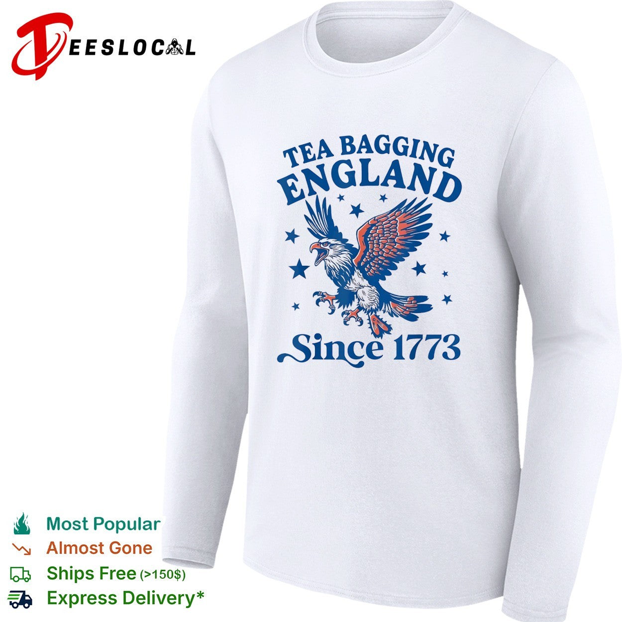 Tea bagging England since 1773 bald eagle stars shirt