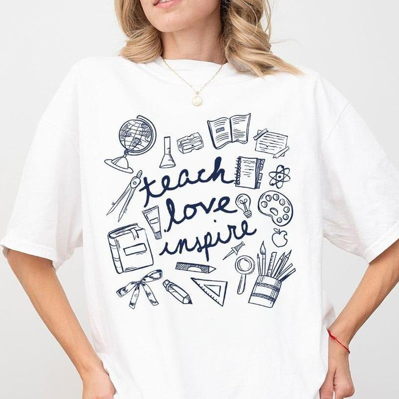 Teach Love Inspire T-shirt, Shirt for Teacher, Teacher Gift, Teacher Appreciation, Back To School Tee, New Teacher...