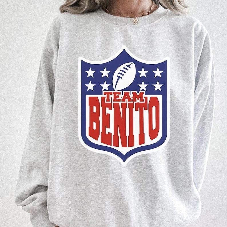 Team Benito Sweatshirt, Puerto Football Fan Sweater, Football Shield Graphic Crewneck Sweatshirt T-Shirts, Hoodie