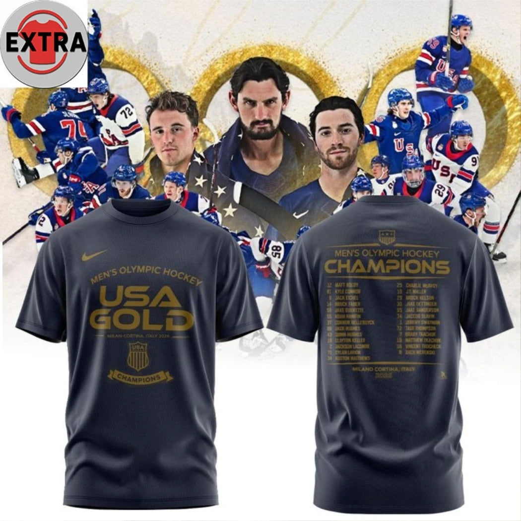 Team USA 2026 Olympic Milano Cortina Men Team Championship Logo Two Sided Hoodie T-Shirt