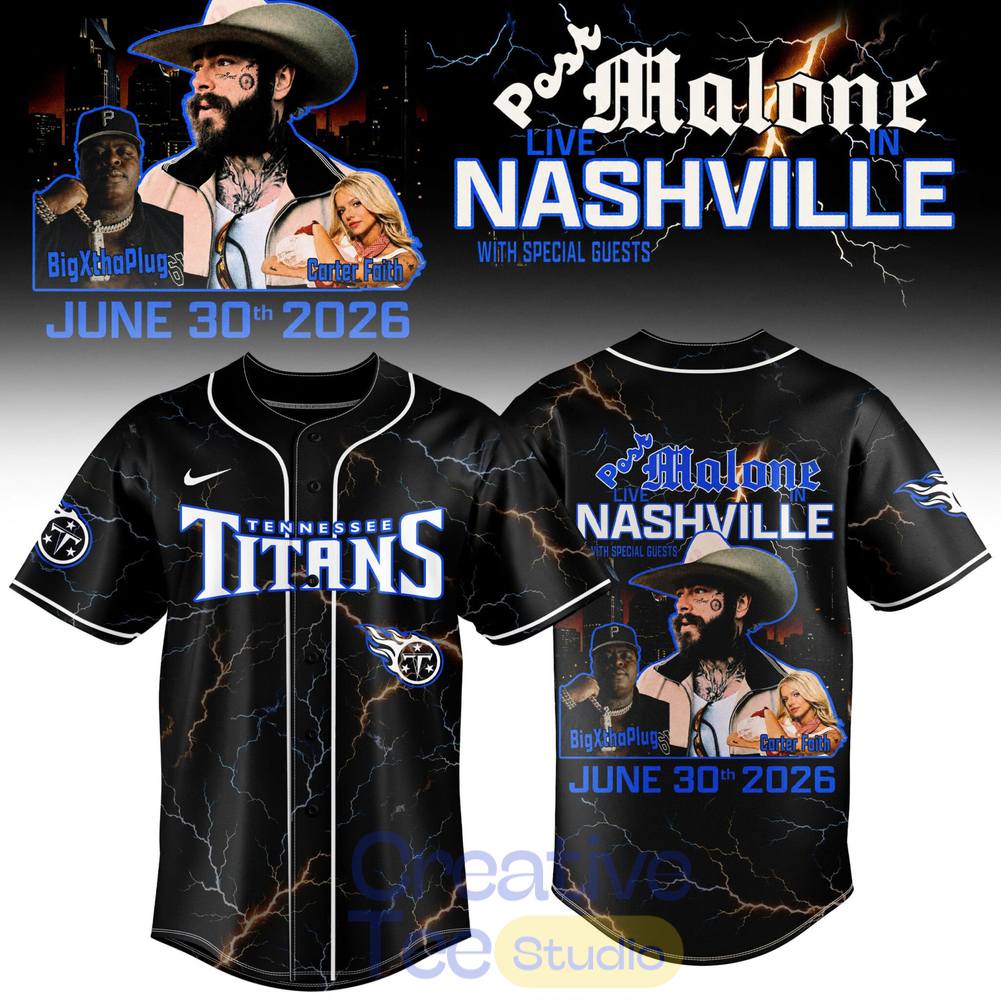 Tennessee Titans x Post Malone Live in Nashville 2026 Baseball Jersey