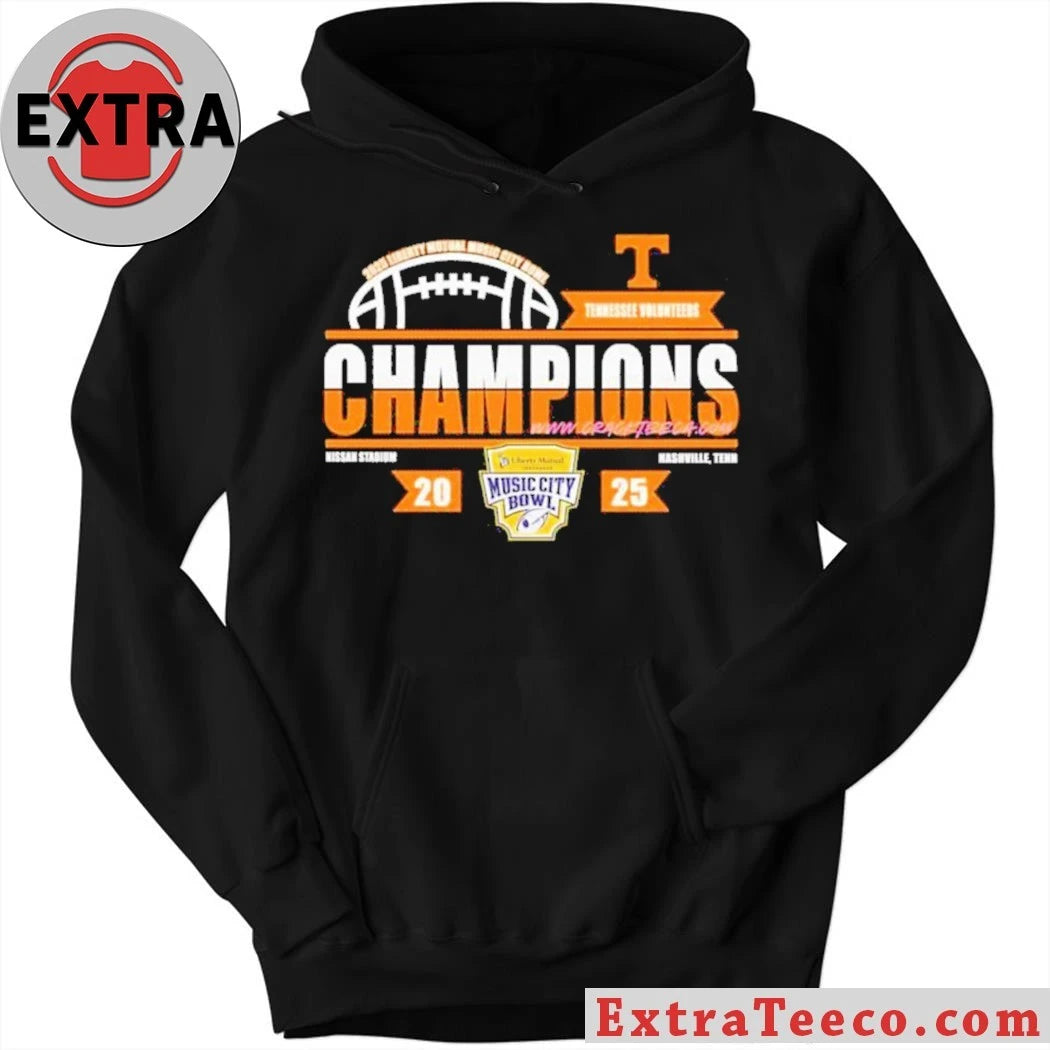 Tennessee Volunteers 2025 Liberty Mutual Music City Bowl Champions Logo T-Shirt