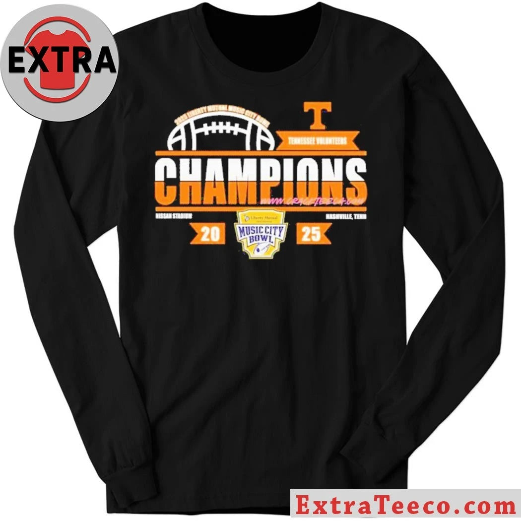 Tennessee Volunteers 2025 Liberty Mutual Music City Bowl Champions Logo T-Shirt
