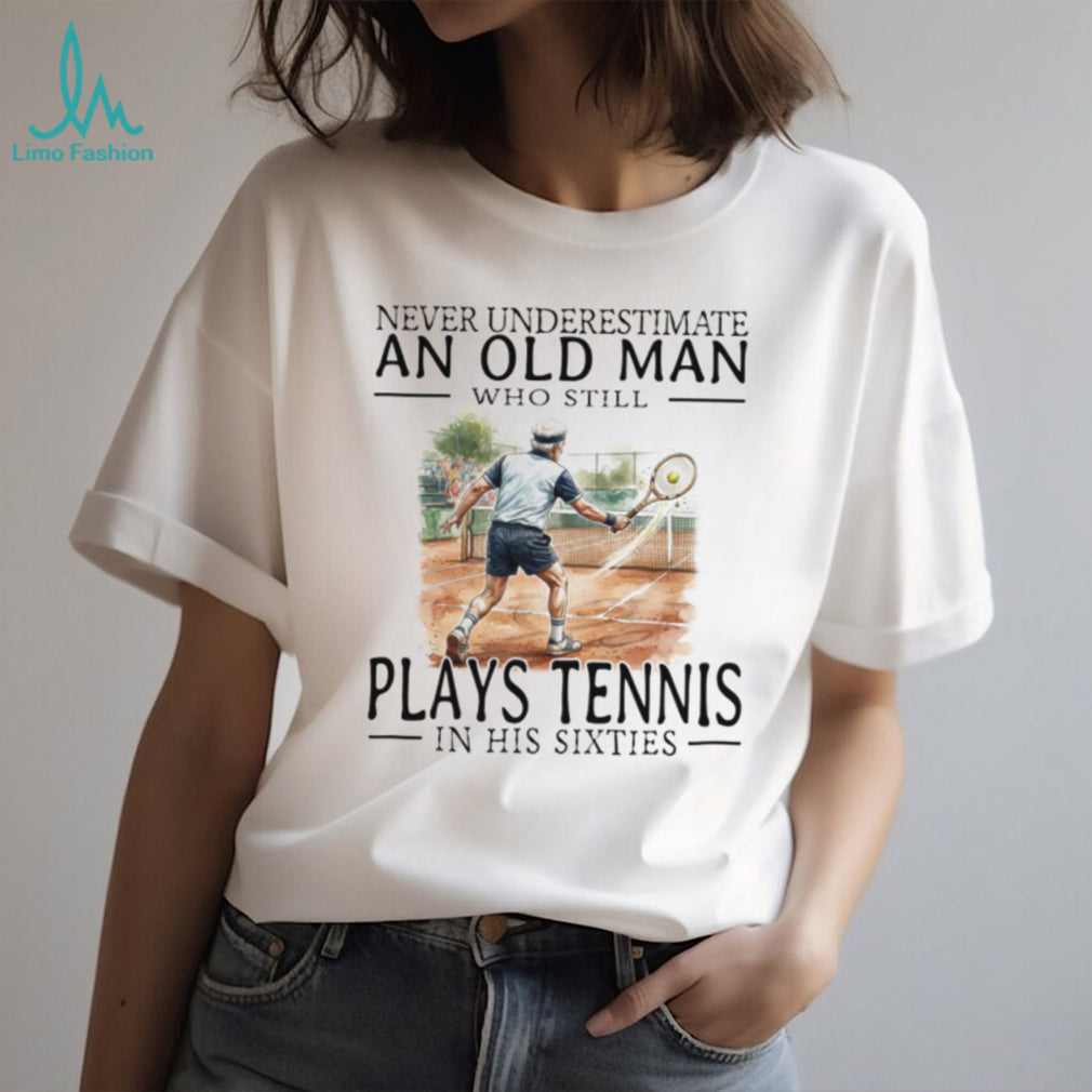 Tennis Player Old Man in His Sixties Sports Graphic T Shirt