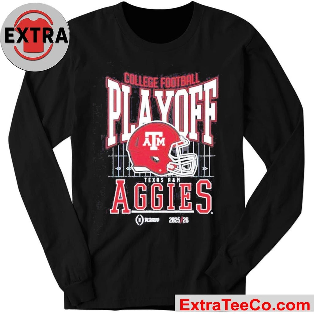 Texas A and M Aggies 2025-2026 College Football Playoff Bound Helmet And Logo Shirt