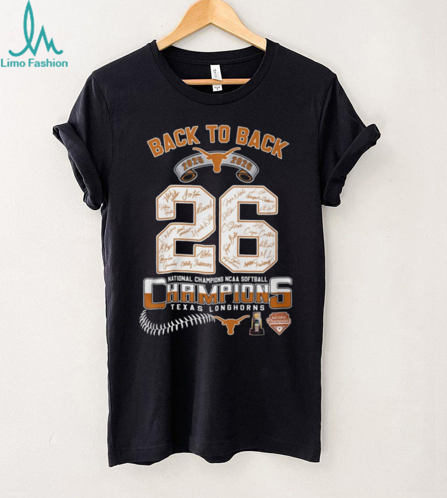 Texas Longhorns Back To Back NCAA Softball Champions Shirt