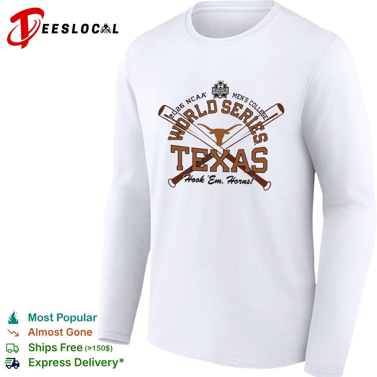 Texas Longhorns NCAA Men’s College World Series 2026 shirt