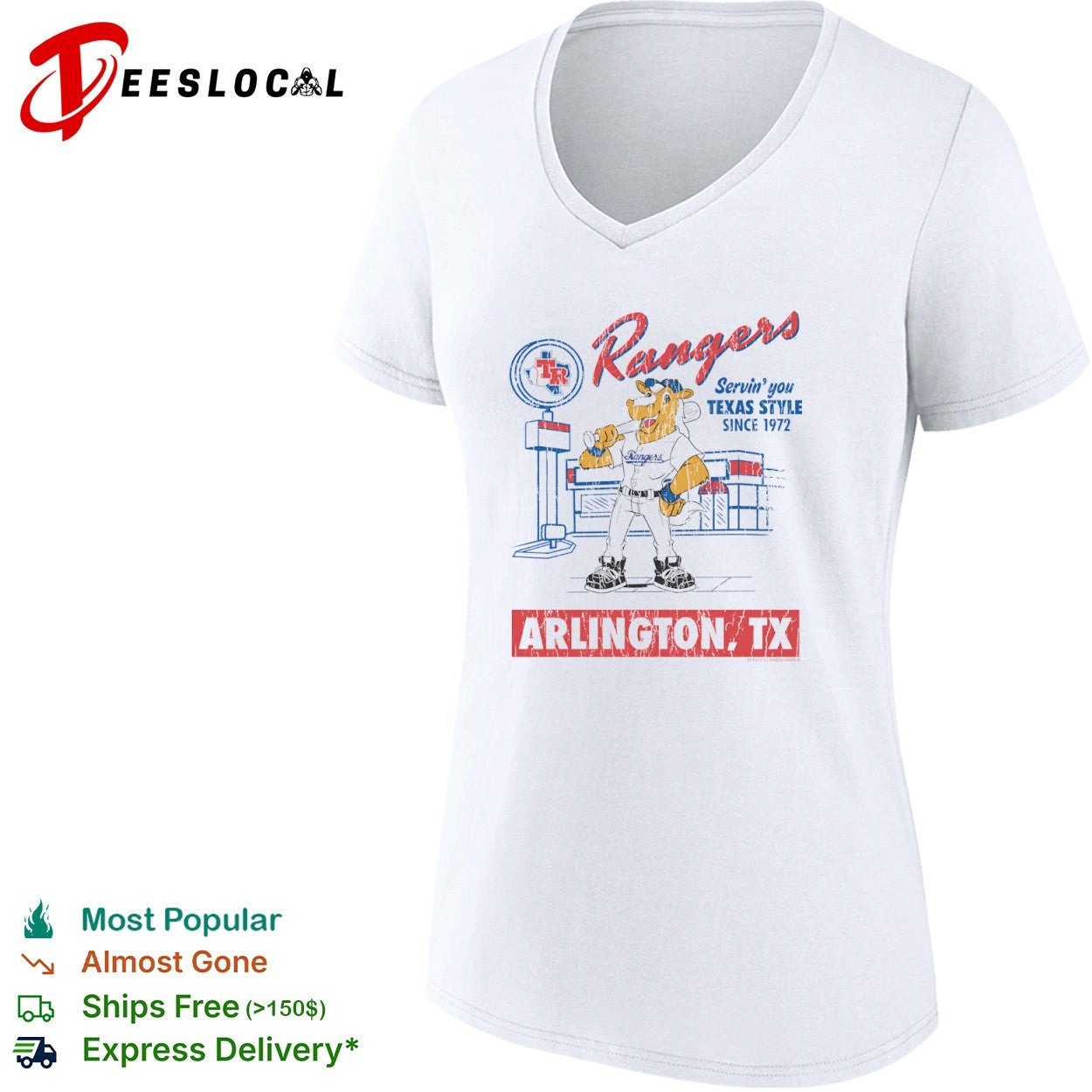 Texas Rangers Captain Mascot Servin you Texas Style Since 1972 Arlington TX shirt