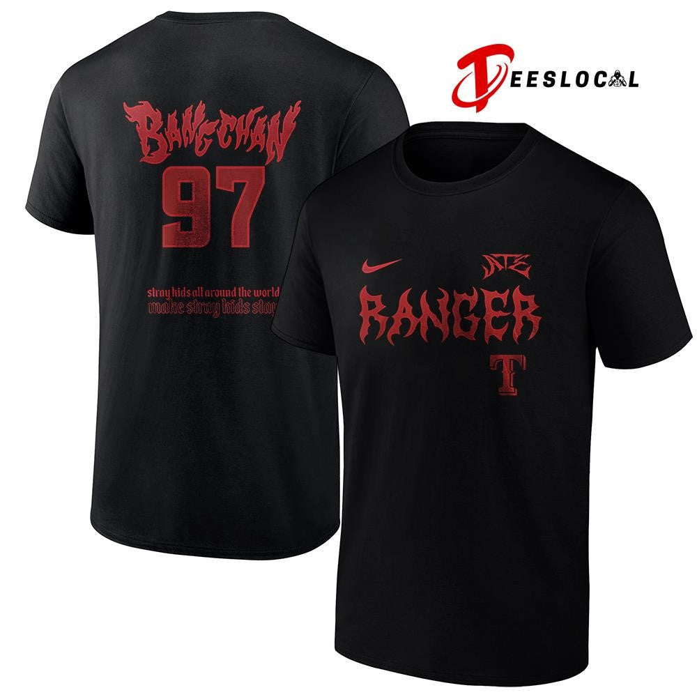 Texas Rangers x Stray Kids Bangchan all around the world Dominate world tour name and number shirt