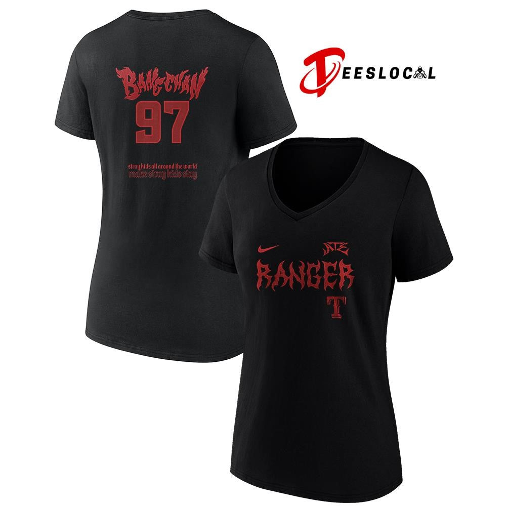 Texas Rangers x Stray Kids Bangchan all around the world Dominate world tour name and number shirt